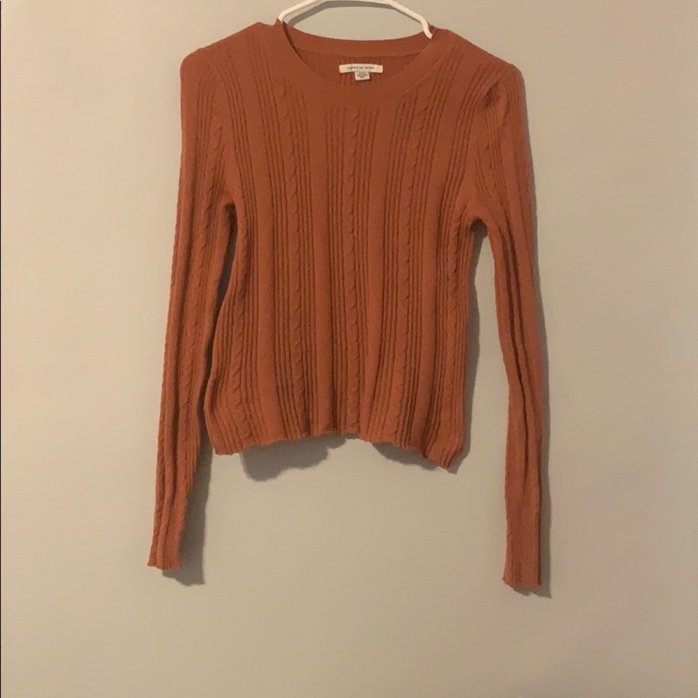 small american eagle tight coral sweater top